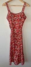 Banana Republic Red White Floral Flounce Sundress Casual Dress Size 0 Tie Waist