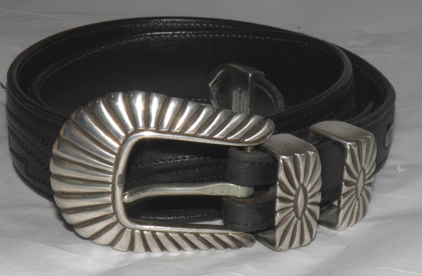 DOUGLAS MAGNUS 4 Pc Sterling Silver Santa Fe BELT BUCKLE & Black