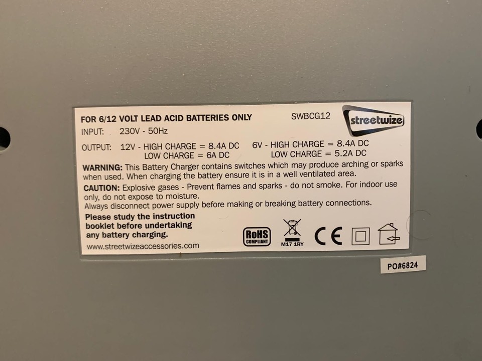 STREETWIZE 6v 12v 12A Car Battery Charger Portable Heavy Duty 9Ah160Ah