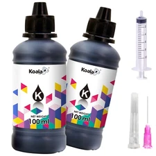 200ML Koala Pigment Black Ink Refill for Inkjet Printers Kodak HP Brother Epson