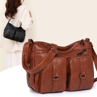 Women Large Shoulder Bag Cross Body Tote Handbag Multiple Pockets Tote Purse Bag