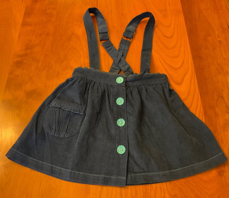 MATILDA JANE GIRL'S SIZE 4 NAVY BLUE CORDUROY SKIRT WITH SHOULDER STRAPS