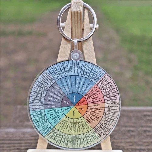  2 Pcs Key Charm Keychain Feelings Wheel Keybchain Emotion Double
