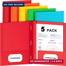 2 Pocket Folders with Prongs, 5 Pack Paper Folders with Pockets and Prongs
