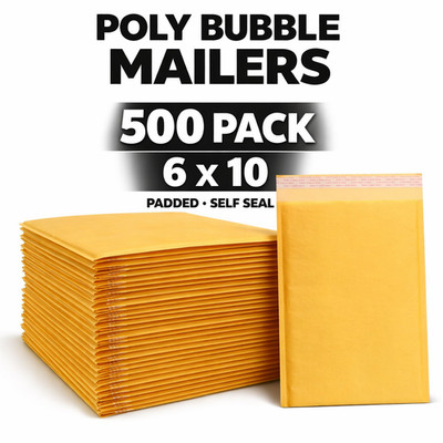 500 #0 Kraft Bubble Mailers 6x10 Padded Envelopes Bulk for eBay Shipping