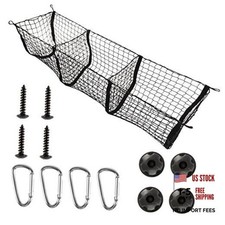 Amiss Heavy Duty Mesh Cargo Net, 3 Pocket Trunk Bed Storage Organizer
