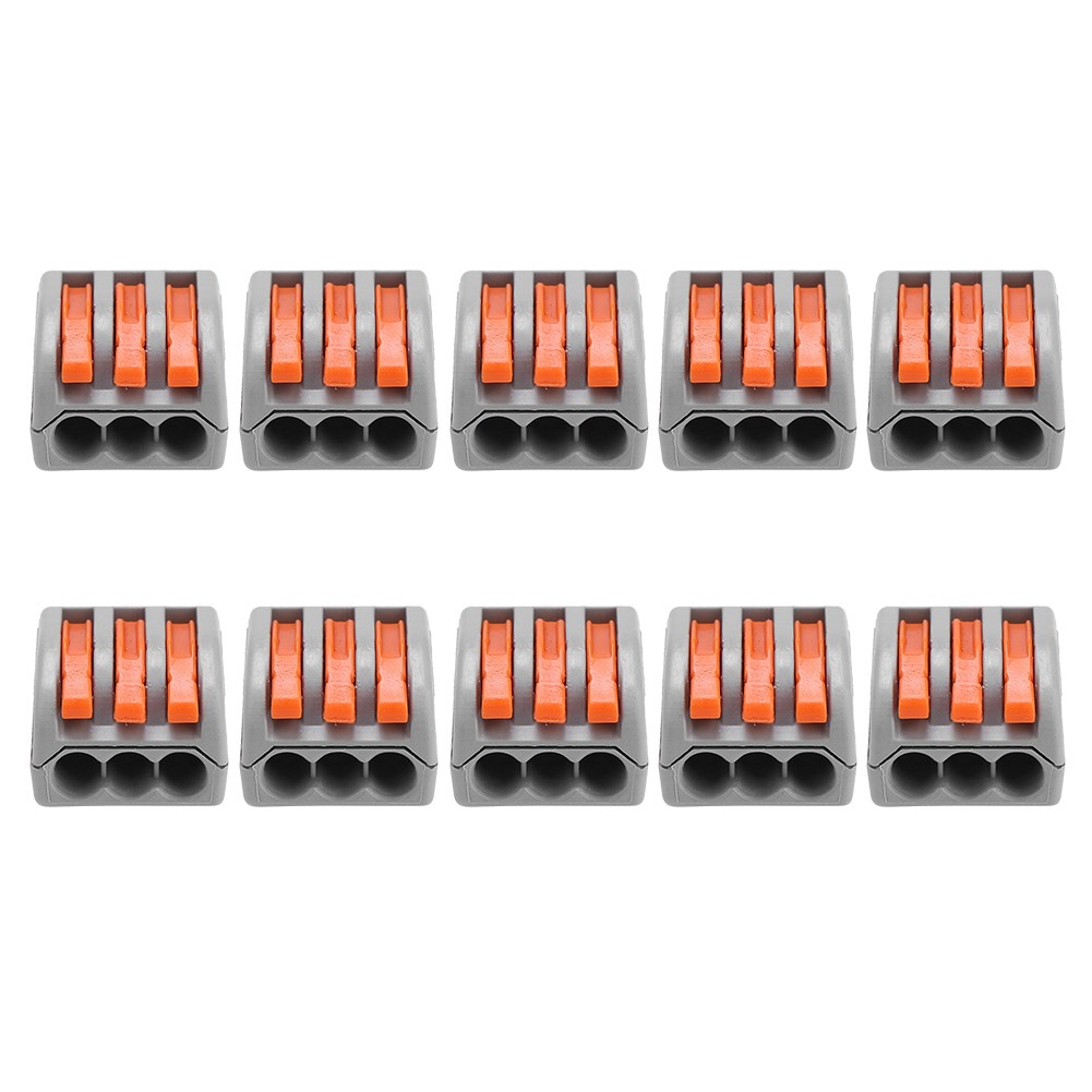 10Pcs Terminal Block Spring Lever Push Wire Connectors For Building Wiring New