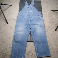 Round House Brand Overalls Men's 48x26 Blue Carpenters Bib Made in USA Vtg JB135