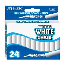 Bazic 2405 Dustless White Chalk (24/Box) Box of 24