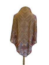 Vtg Paisley Print Silk Scarf Brown Purple  Orange Floral Large Accessory A44