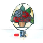Vintage Stained Glass Tiffany Style Flowers Wall Plug-In Nightlight 2003