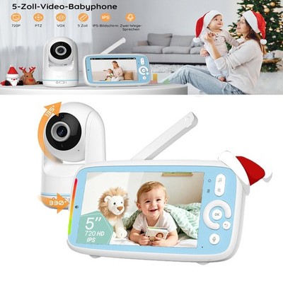 Babyphone mit Kamera 5 Zoll 720P HD Display ohne WLAN PTZ 360° View VOX Modus