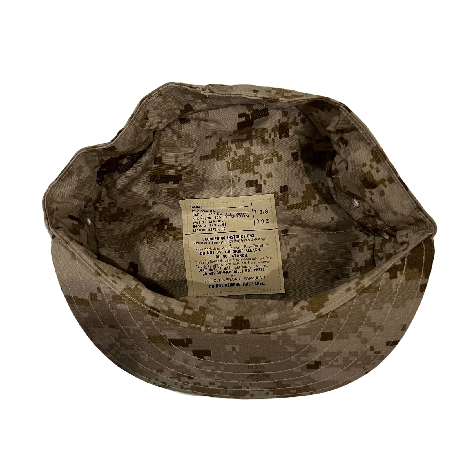 NEW US NAVY NWU Type II AOR1 Desert UTILITY 8 Point CAP Hat cover 7 3/8