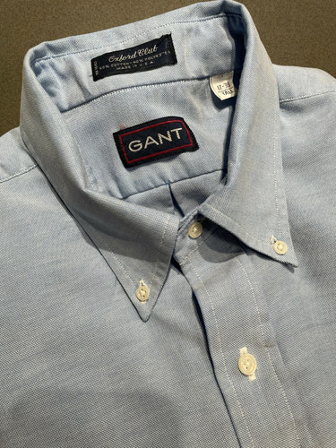 Gant, VTG 1980s Gant "Oxford Club" OCBD Made in USA 17/38 Tall Blue