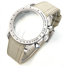 40mm Watch Case Beige Strap fit 30.5mm Dial for VK63 Quartz Movement Steel Parts
