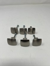 LOT OF 6 Square Brushed Nickel Drawer Cabinet Pull Knobs w/Screws Free Shipping