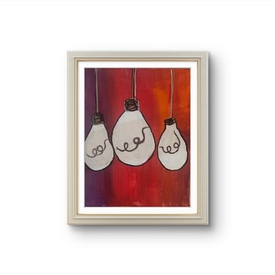11x14 Canvas Original Expressionism Acrylic Abstract Lightbulbs