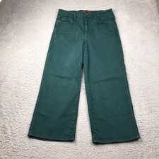 Judy Blue Cropped Wide Leg Jeans Womens 11/30 31x23 Green Garment Dyed Denim