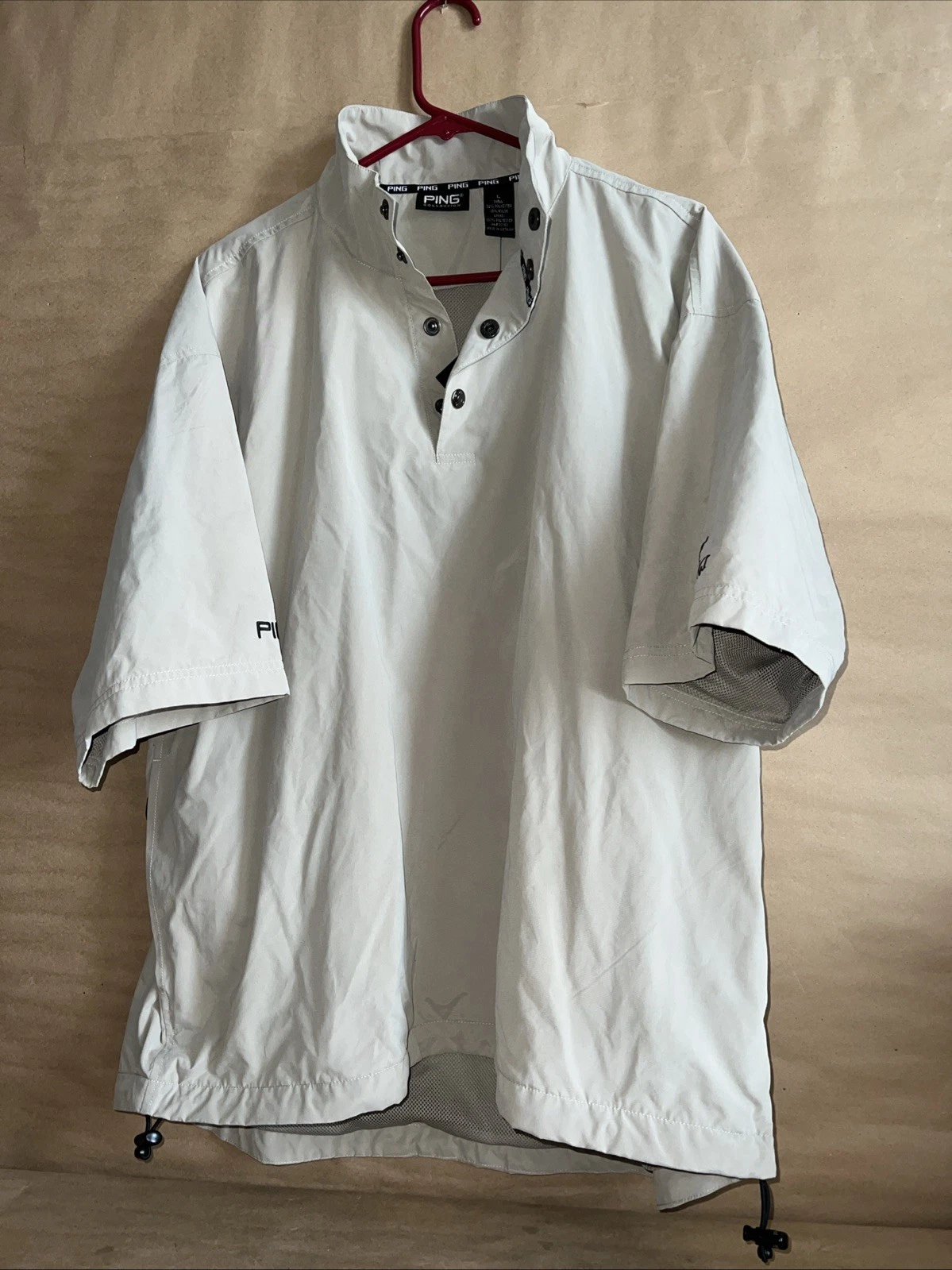 NWT Ping Mens Jacket Khaki Wind Breaker Pullover Golf Ping Size Large