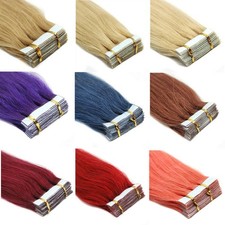 Tape in on Hair Extensions Remy Human Hair Seamless Adhesive Skin Wefts Thick