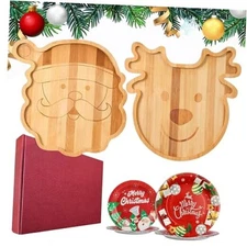 2Pcs Christmas Tray Gift Ideas Decorative Xmas Platters Serving Santa Claus