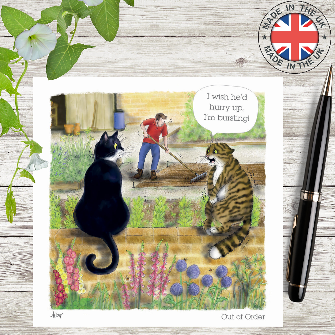Cat Themed Greeting Card -  Out of Order - Sale For Our Animal Charity