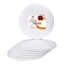Cake Board Drums 10 Inch White Round 1/2 Inch Thick 6 PCS Sturdy Display