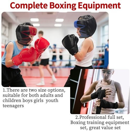 6-in-1 Boxing Headgear and Gloves Set, Training Sparring Safety Head Guard S/M - Picture 8 of 8