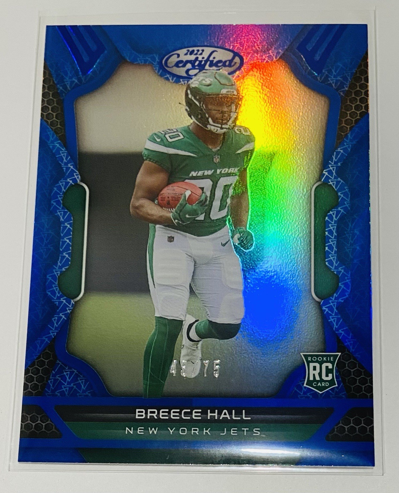 2022 Panini Certified Mirror Blue Rookie /75 Breece Hall RC #107 NFL Jets