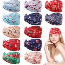 12 Pcs Headbands for Women Xmas Knotted Hairbands Holiday Hair Christmas