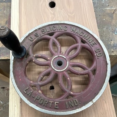 Antique Berkel US Slicing Machine Co Flywheel 11  La Porte Indiana Meat Slicer