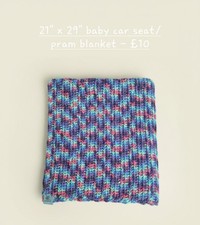 21" x 29" Hand Crocheted Baby Car Seat/pram Blanket