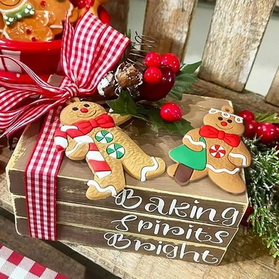 Lebkuchenmann-Ornamente Weihnachtsbaum Dekorationen Kunststoff geschnitzt