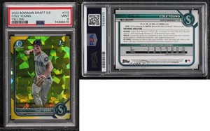 2022 Bowman Chrome Draft Sapphire Edition Yellow /99 Cole Young PSA 9 MINT