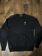 Style Auto Black Ferrari Crewneck Sweater Vintage Padded Elbow