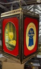 Vintage Pabst Blue Ribbon Beer Rotating Hanging 4 Sided Light Motion Sign PBR