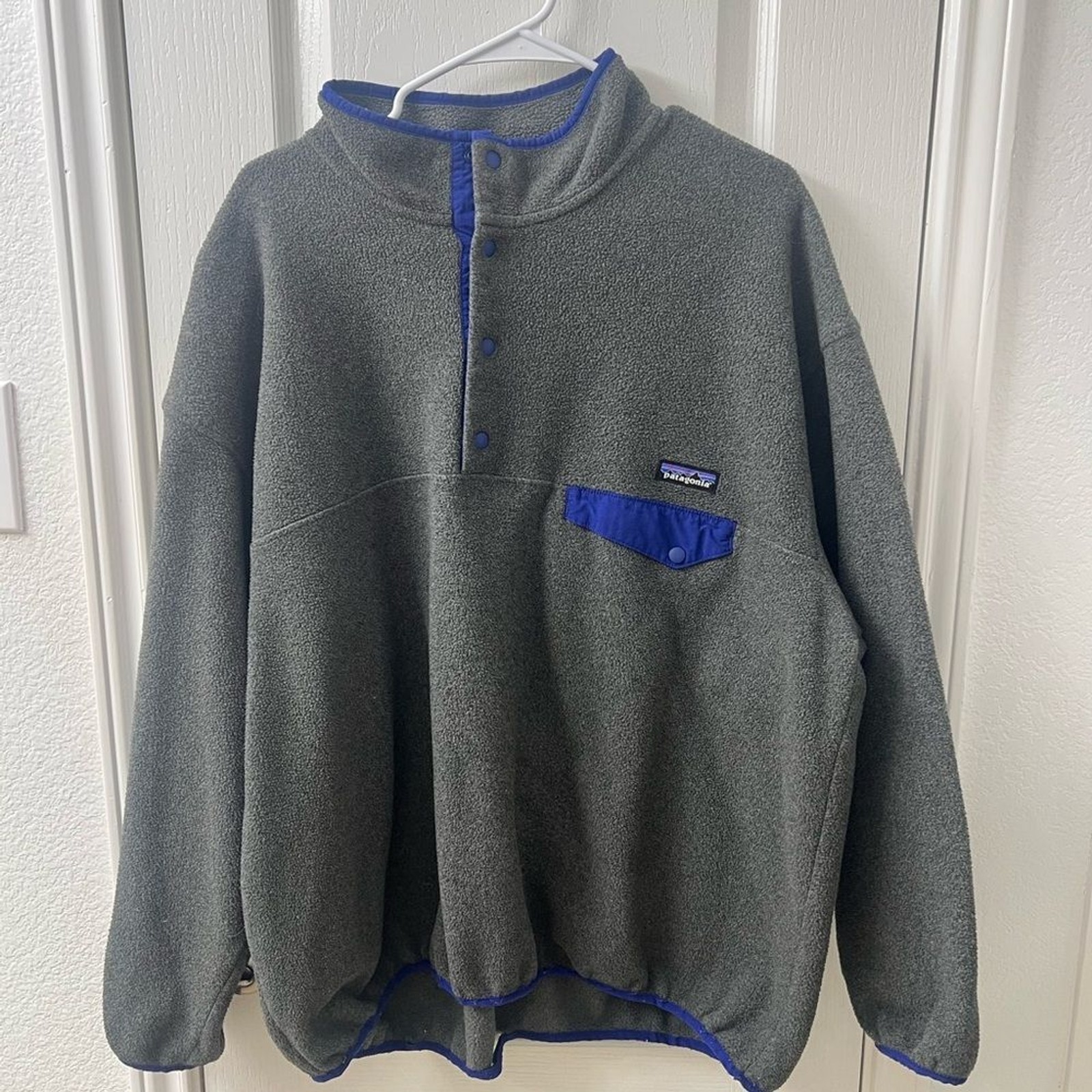 Patagonia Synchilla Snap-T Pullover Men's XL Grey Blue Trim