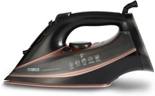 Tower T22013 CeraGlide Steam Iron Ceramic Sole Plate 3100W Rose Gold and Black