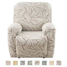 Leaf Print Recliner Sofa Cover Stretch Slipcovers Anti-Slip Armchair Covers