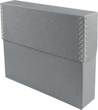 Archival Document Storage Box with Metal Edge, Acid-Free Gray Boxboard, Organize