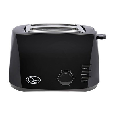 Quest 2-Scheiben-Toaster schwarz breite Schlitze Abbrechen Aufwärmen Auftauen 6 Bräunungen 800 W