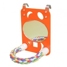 Bird Mirror with Rope Perch Stand Bird Chewing Toy for Cockatiel Canaries
