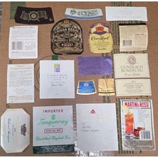Vintage Liquor Wine Beer Bottle Label Collection Set Assorted Brands