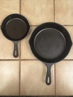 Vintage 3 Notch LODGE Cast Iron Skillet Set Of 2 -#6, #3