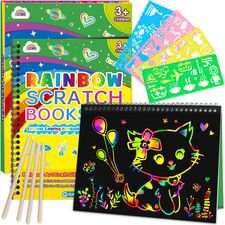 2 Pack Rainbow Scratch Paper Notebooks: Art Crafts for Kids Ages 4-8