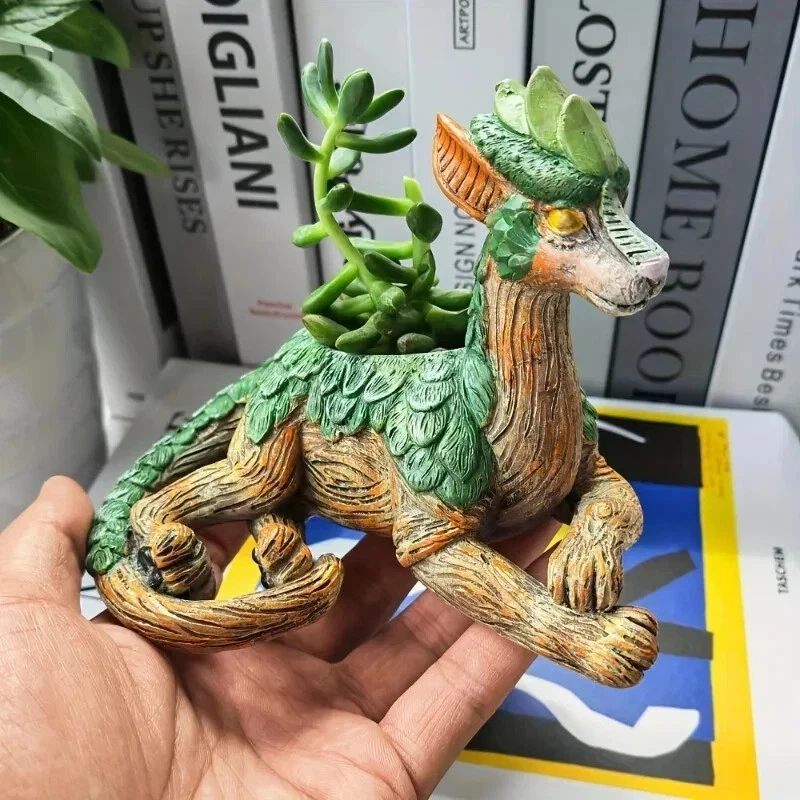 Creative Dragon Tree Planter Pot – Resin Succulent Planter Gift - Image 2 of 4
