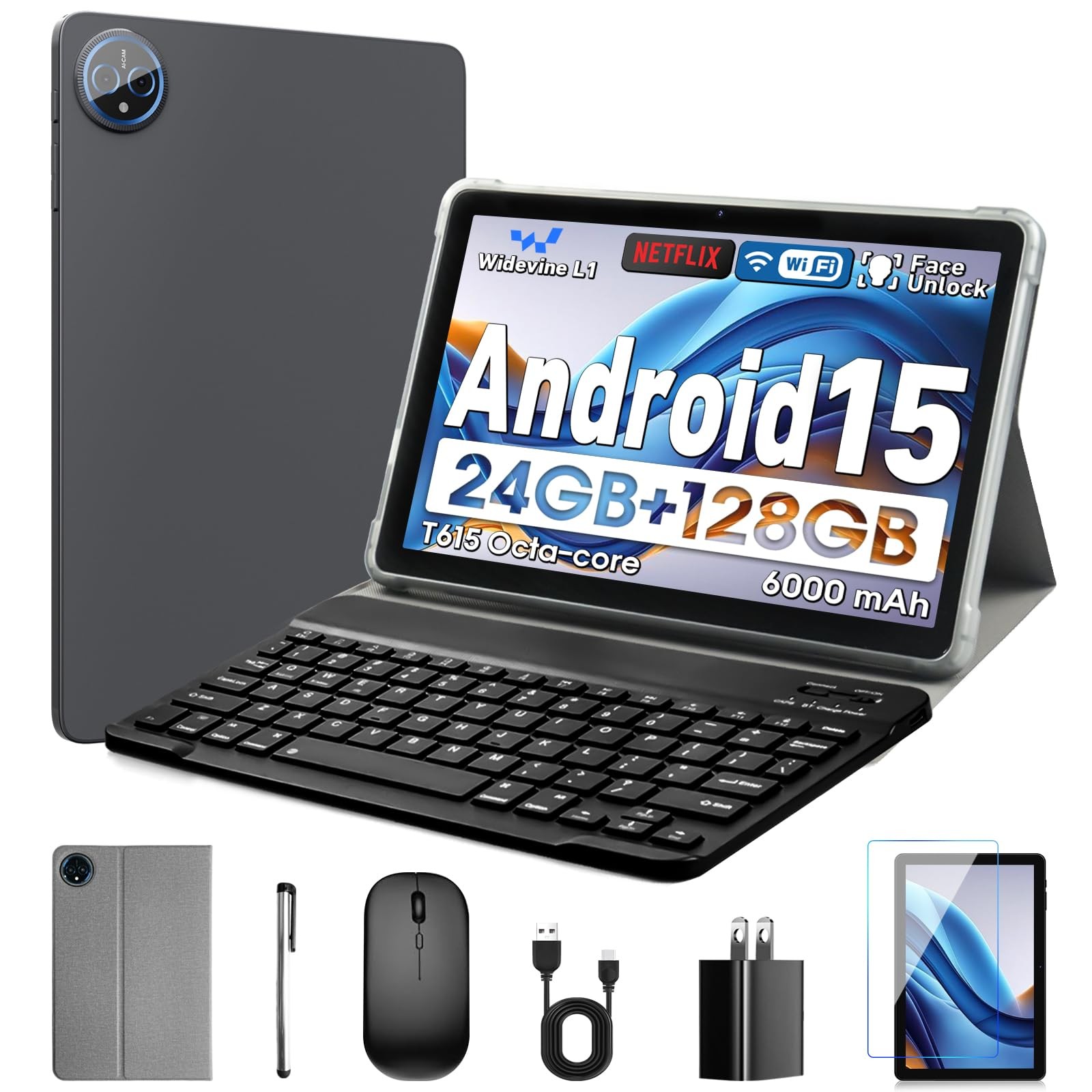 Tablet 10 Pollici Android 15 con Tastiera | 24GB RAM 128GB ROM | Offerta