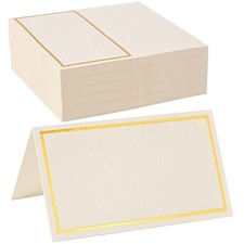 50 Pack Place Cards Table Setting Gold Foil Border Tent 2x3.5 Inch Wedding