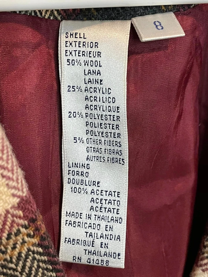 Blazer de Colección Elements Exclusively Spiegel Mezcla de Lana Borgoña Cuadros Para Mujer Talla 8 Foto 4 de 4