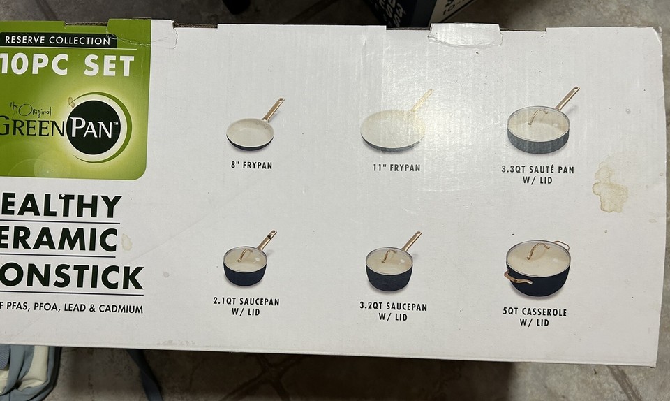 New GreenPan Reserve Healthy Ceramic Nonstick 10Piece Cookware Set, Twilight eBay
